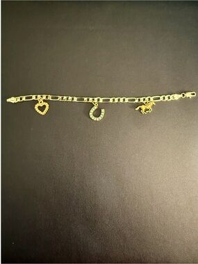 Gold-Tone Charm Bracelet with Heart, Horseshoe & Horse Charms